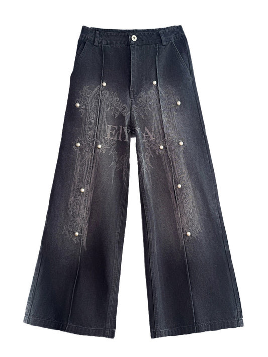 Elyoya Black Wide-Leg Jeans