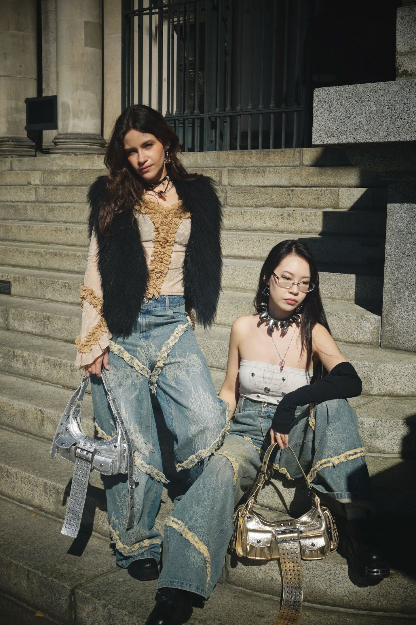 Elyoya Scratch Dragon Wide-Leg Jeans