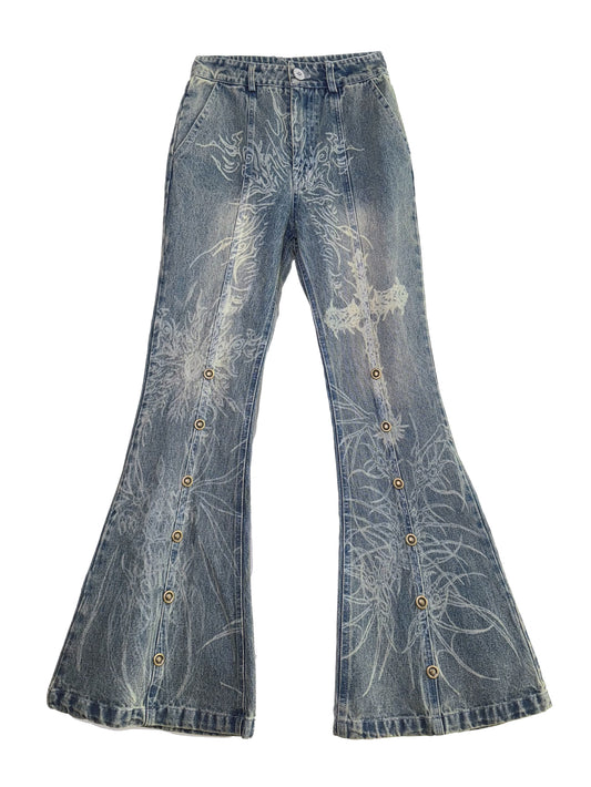 Elyoya Dragon Cross Flare Pants