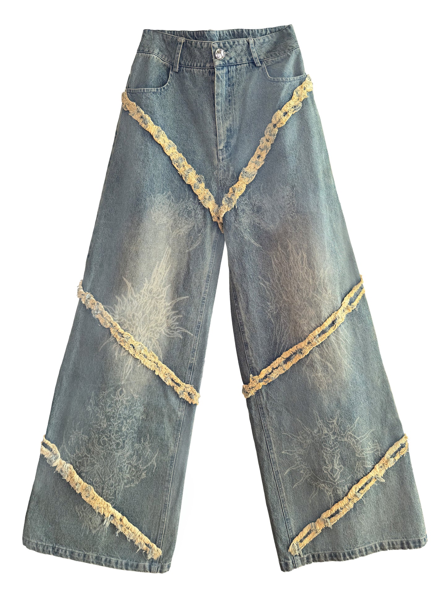Elyoya Scratch Dragon Wide-Leg Jeans