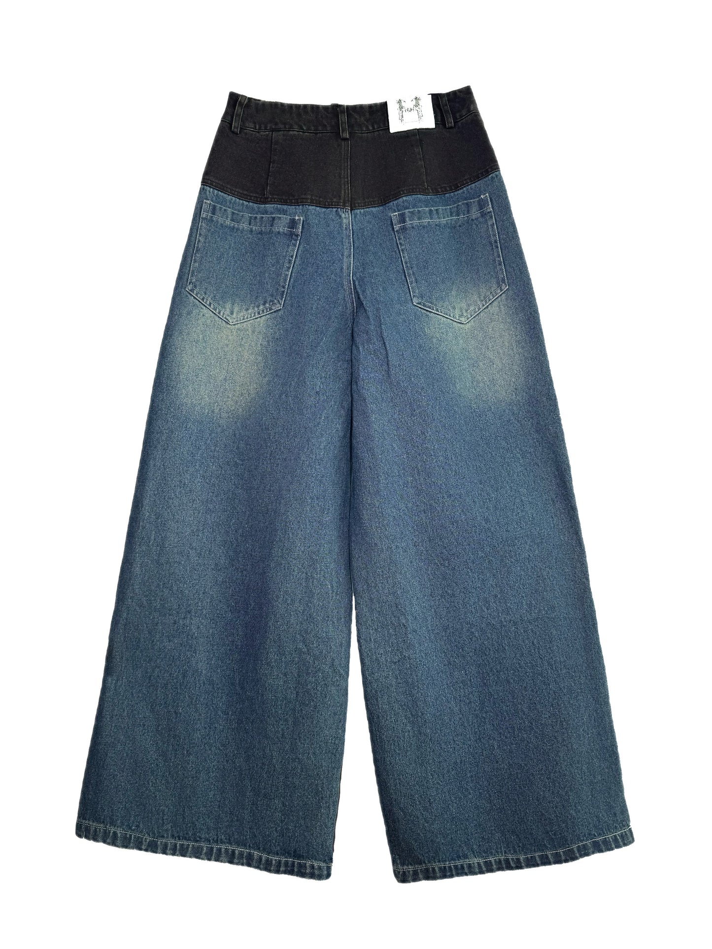 Elyoya Double Waist Patchwork Wide-Leg Jeans