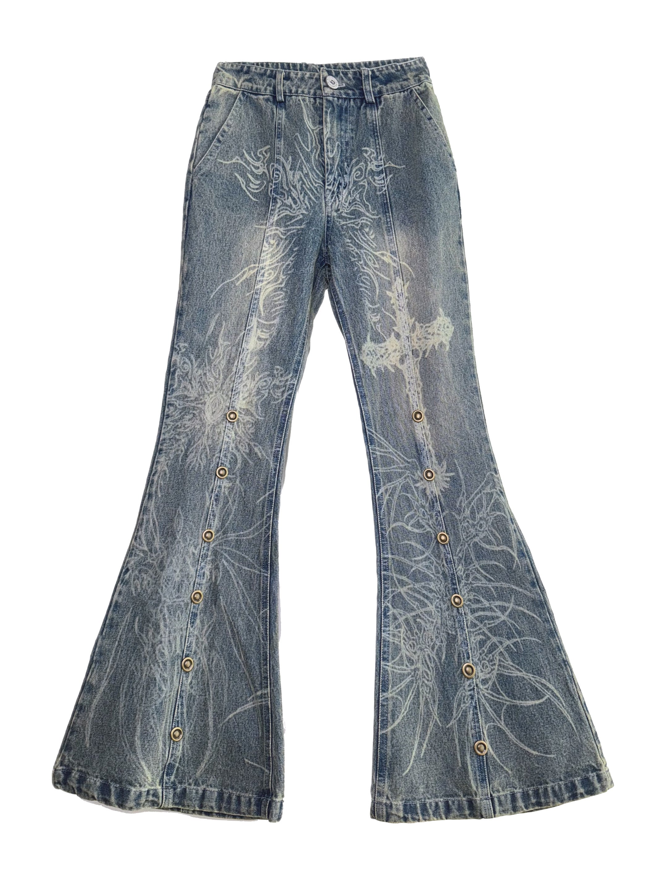 Elyoya Dragon Cross Flare Pants – MoonFangBLN